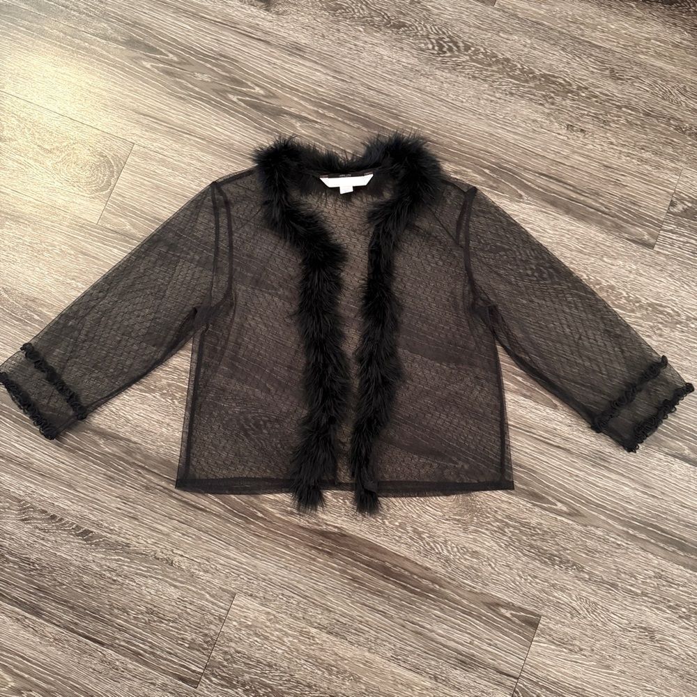 Victorias Secret Open Nylon Feather Trim Top